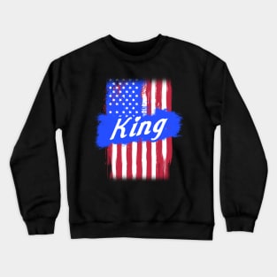 American Flag King Family Gift For Men Women, Surname Last Name Crewneck Sweatshirt